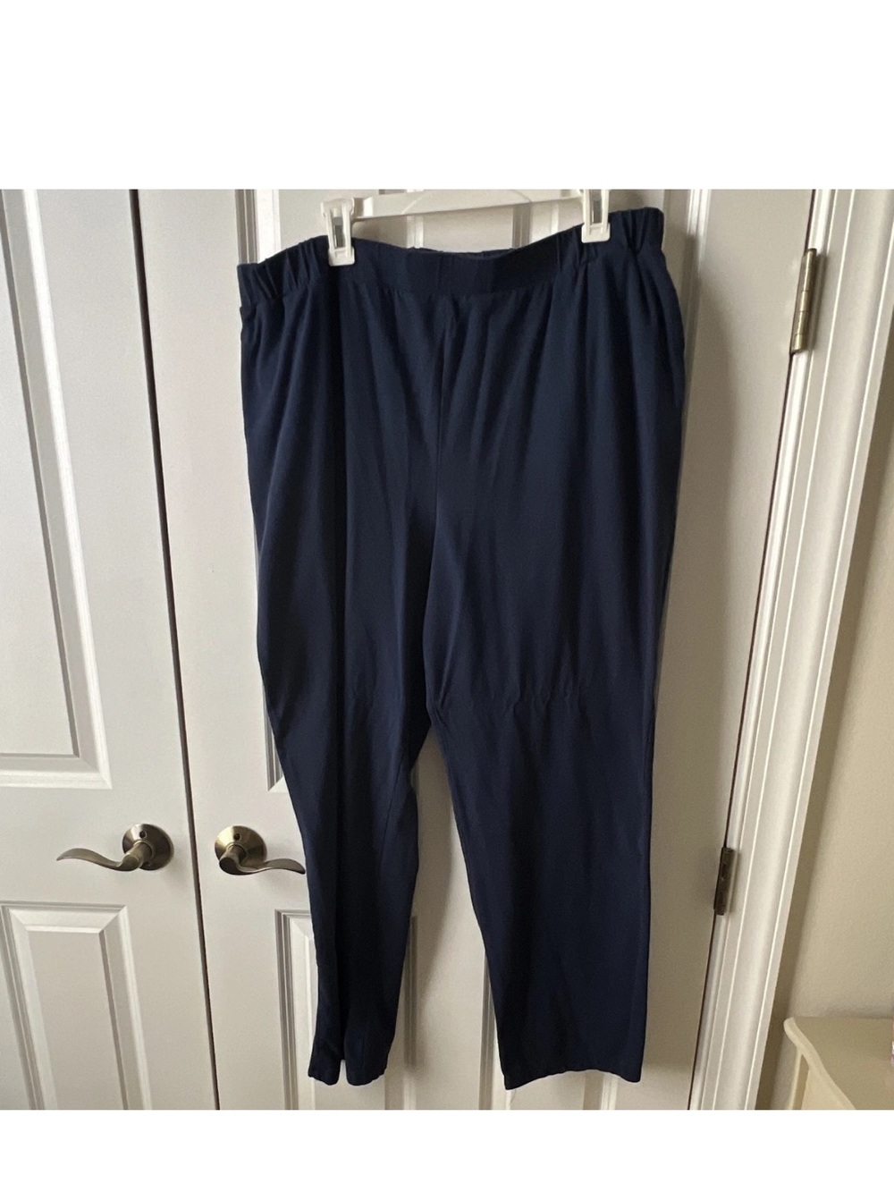 Terra & Sky Women's Plus 1X Blue Solid Pull-On Elastic Waist Pants With Pockets